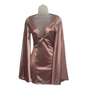 FASHION NOVA Satin Rose Gold Mini Dress.